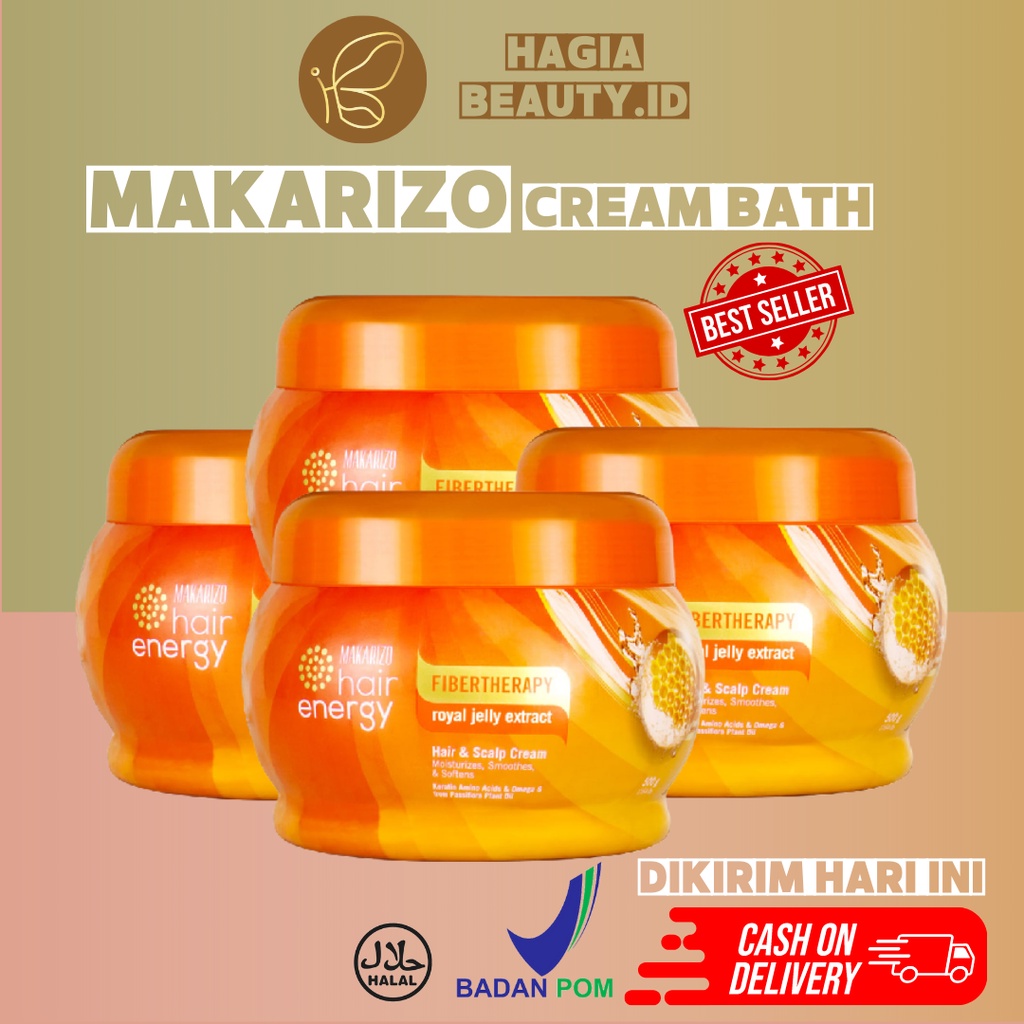 Bisa COD - ORIGINAL Makarizo Creambath Hair Energy Hair Scalp Fibertherapy Ukuran Besar 500gr