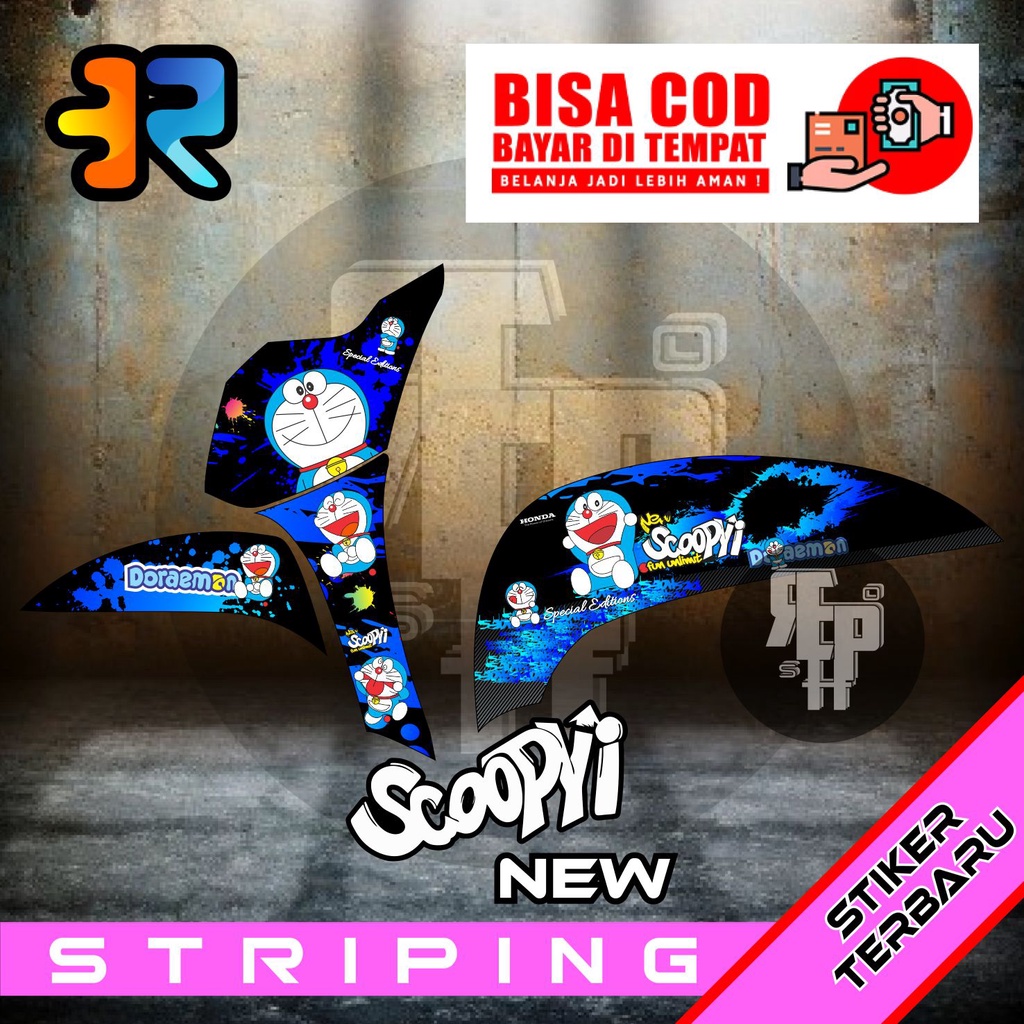 Striping Scoopy New Variasi Desain Doraemon Stiker