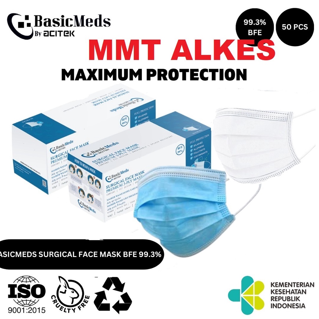 MASKER MEDIS BASICMED SURGICAL MASK IZIN KEMENKES RI