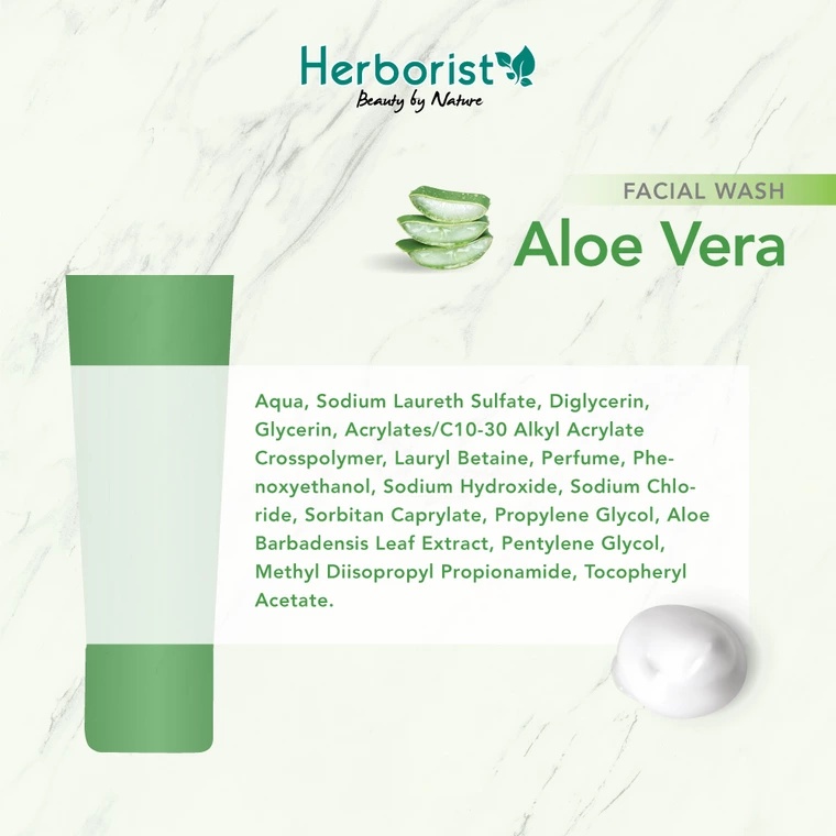 Herborist Facial Wash Gel (Sabun Wajah) Aloe Vera 80gr