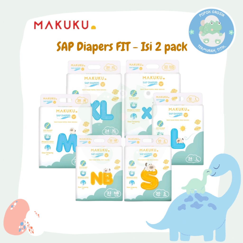 ( ISI 2 ) MAKUKU SAP Diapers COMFORT FIT-TWINPACK