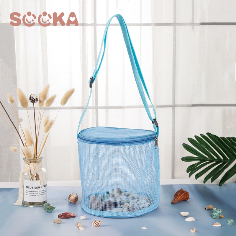 SOOKA Kantong Tas Keranjang Model Jaring Serbaguna Dapat Dilipat -Tas Pantai Filter Air Untuk Menyimpanan Kerang tanpa air SK-GBA1121