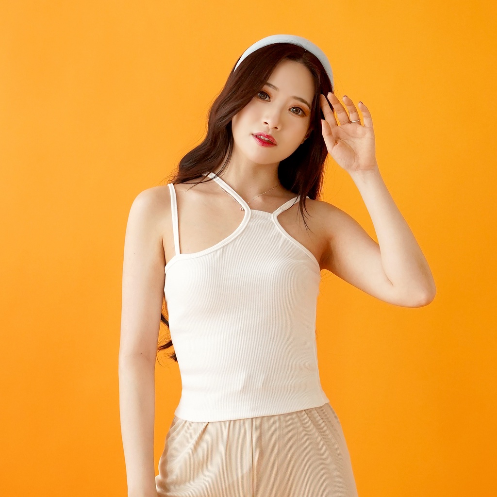OROY Halter Tanktop V-neck Korean Tanktop Wanita Rib Knit Polos OR1950