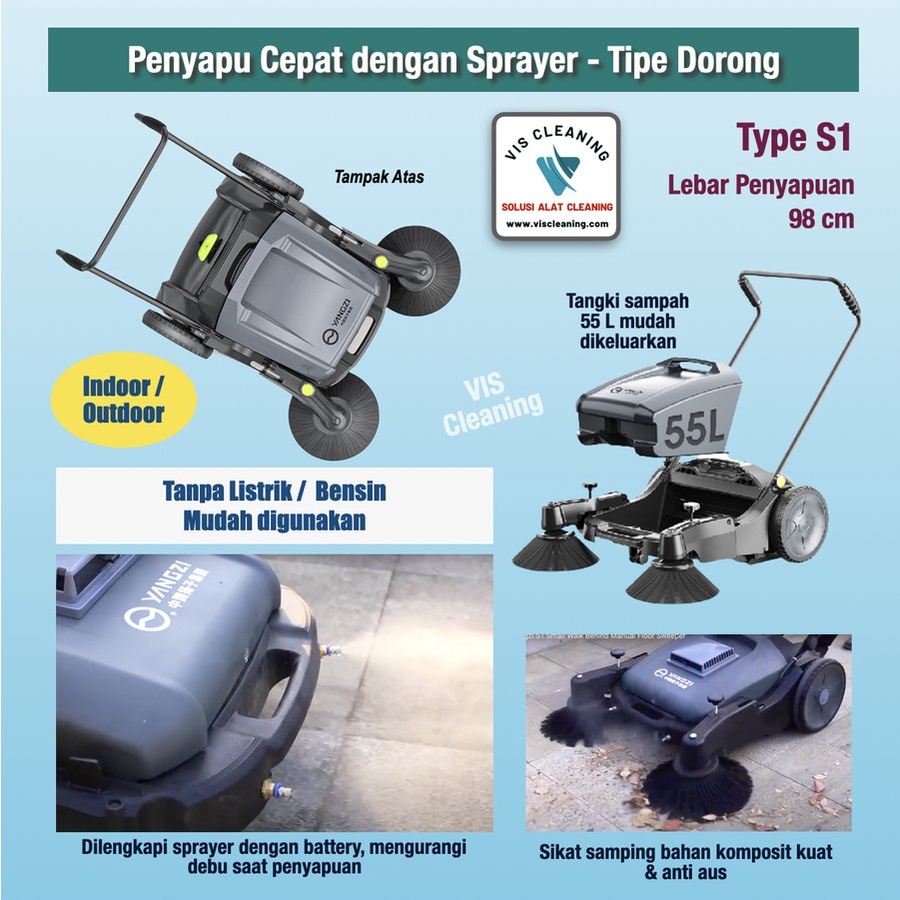 Mesin Penyapu Type Dorong YZ-S1 (Hand push Sweeper) with Sprayer