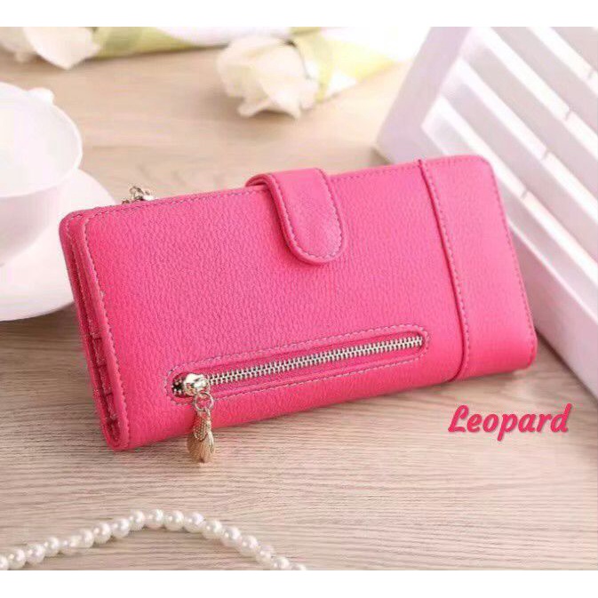 Dompet Wanita Panjang Bahan Kulit PU Leather Premium BAEOS/Dompet Lipat Wanita Dompet Import Murah