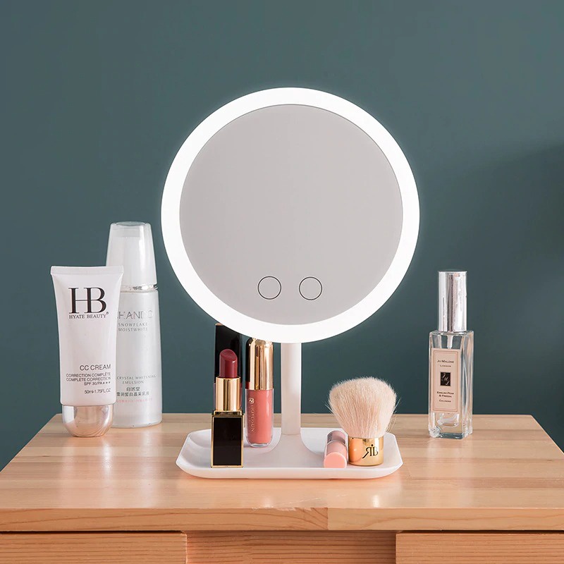 [TOSERBA_EMAK] - Cermin Makeup dengan Lampu LED Ring Light 3 in 1 Color - HZJ-033 - White