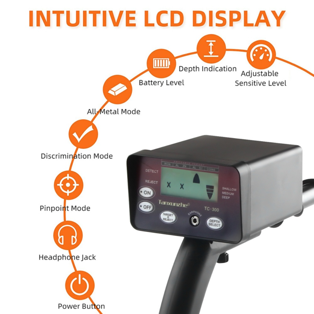 Detektor Logam TC-300/Detektor Emas/Metal Detector/Pencari Harta Karun