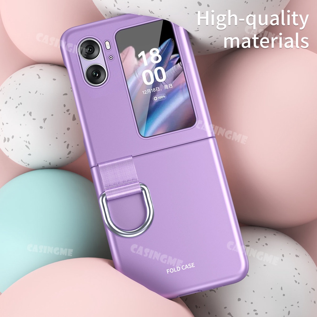 Hard Case Frosted Matte Skin Feel Folding Phone Case With Ring For Oppo Find N2 Flip