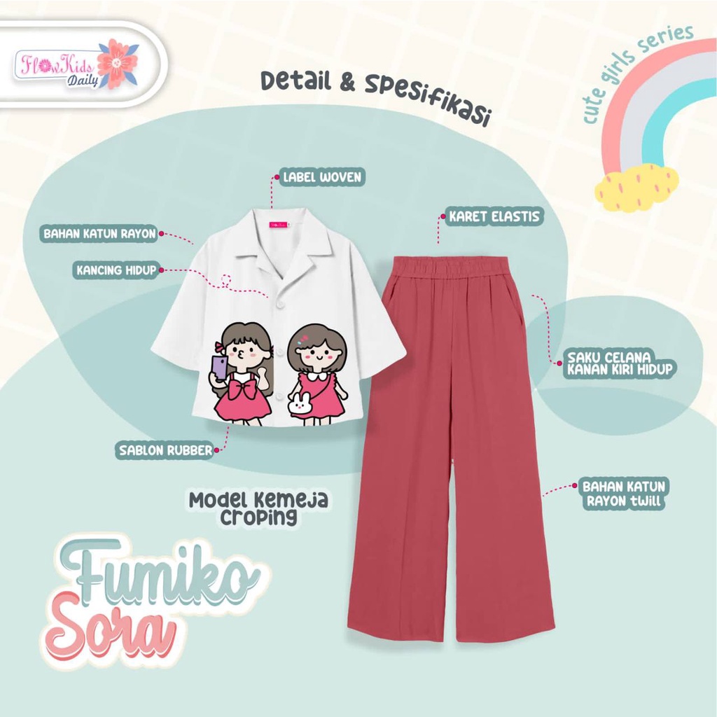 Setelan anak Crop Fumika Sora by Flowkids