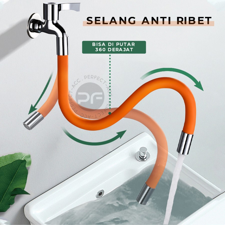 SAMBUNGAN KRAN AIR SELANG WASTAFEL EXTENSION FLEXIBLE 360 DERAJAT / SELANG AIR 30CM