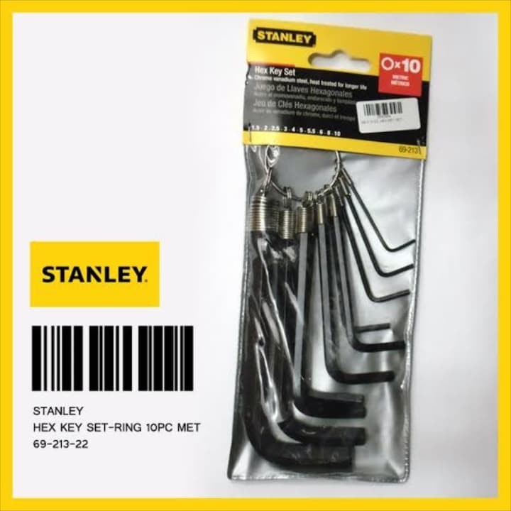 kunci L set 10pcs Stanley ( 69-213 ) Metric Hex Key Set Black Stanley