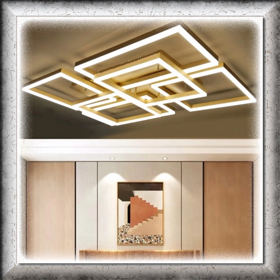 Lampu hias plafon ceiling MODERN GOLD LED 3 warna sinar cahaya putih kuning warm white REMOTE CONTRO