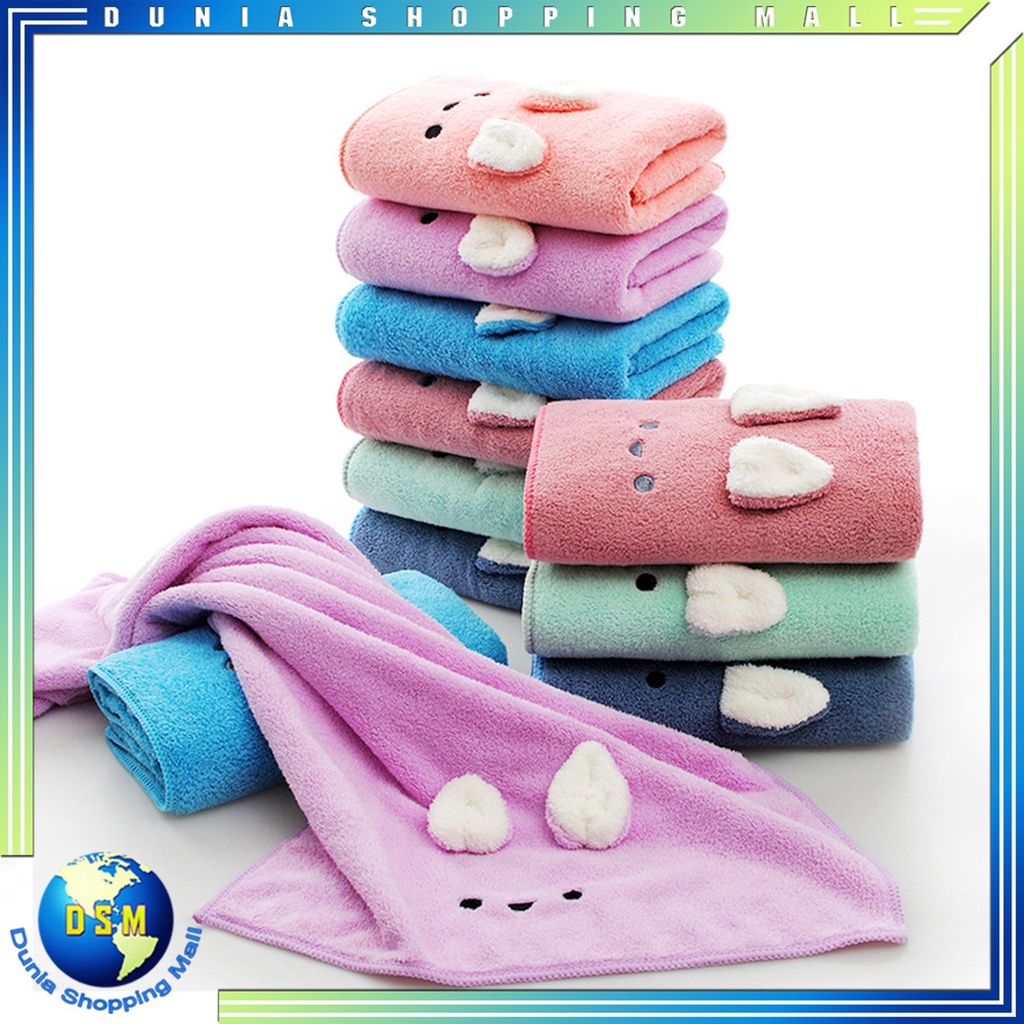 DSM Handuk Mandi Telinga Bear Baby Microfiber  Karakter Kartun Lembut Wearable Towel Murah