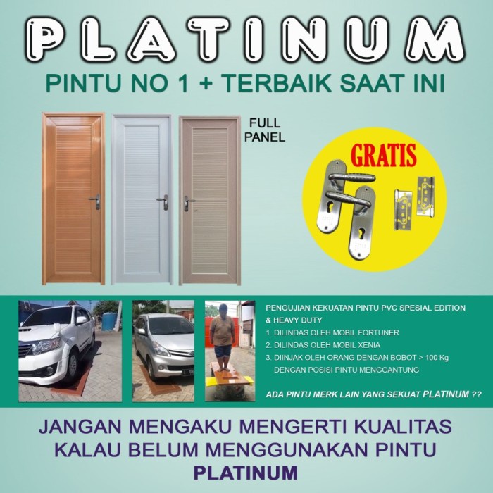 Set Lengkap Pintu PVC Platinum Special Edition Pintu Kamar Mandi 1 P