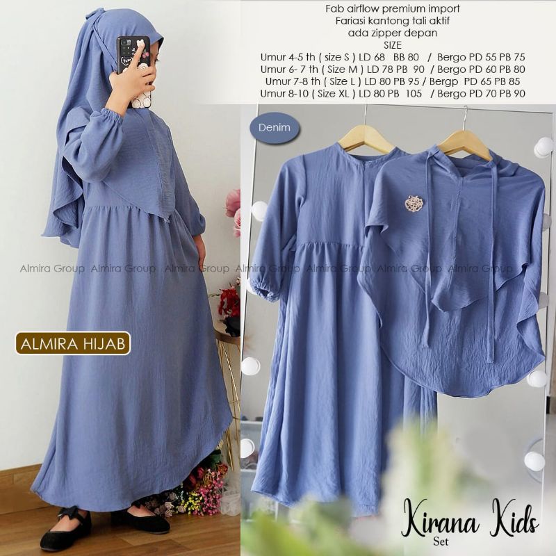 KIRANA KIDS SET/GAMIS ANAK/BAJU MUSLIM ANAK/ONE SET KIDS