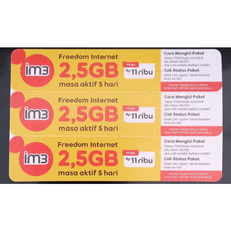 Voucher Indosat 2,5gb 5h