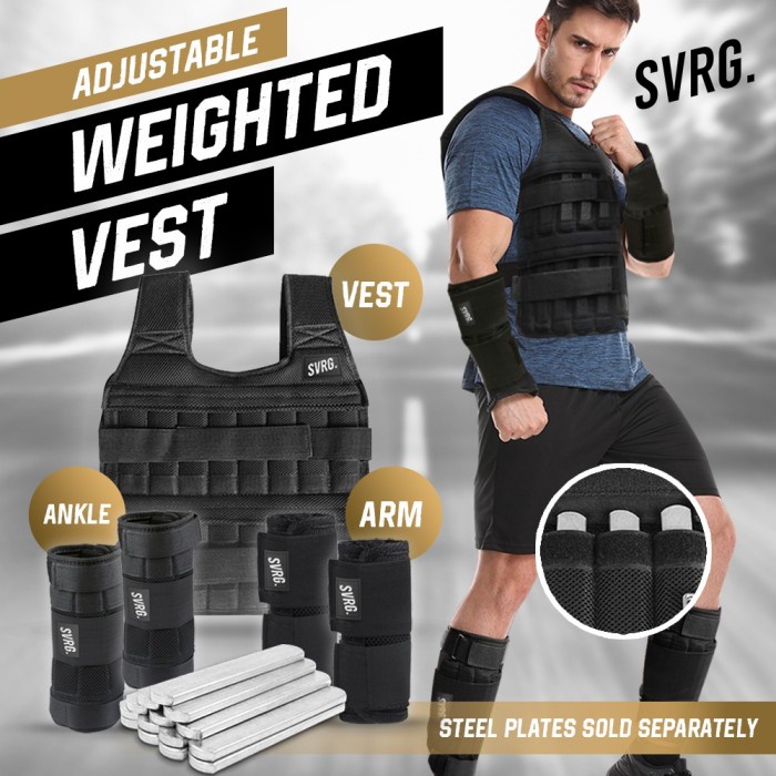 Terlaris Svarga Adjustable Weighted Vest - Wrist & Ankle Weight - Rompi Beban