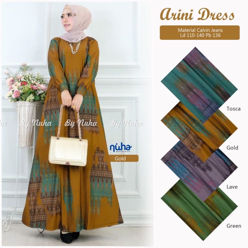 Arini Dress Ld110 - Gamis Calvin Jeans Terbaru Jumbo Bigsize Oversize / 023-7102 (U4U7) Gratis Ongki