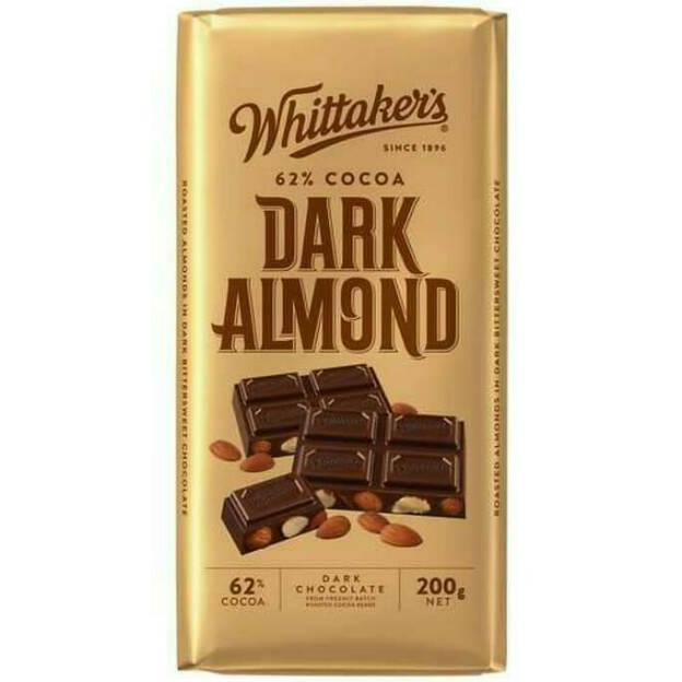 

Whittaker'S Dark Almond Chocolate Bar Coklat Import Olshoppanda_