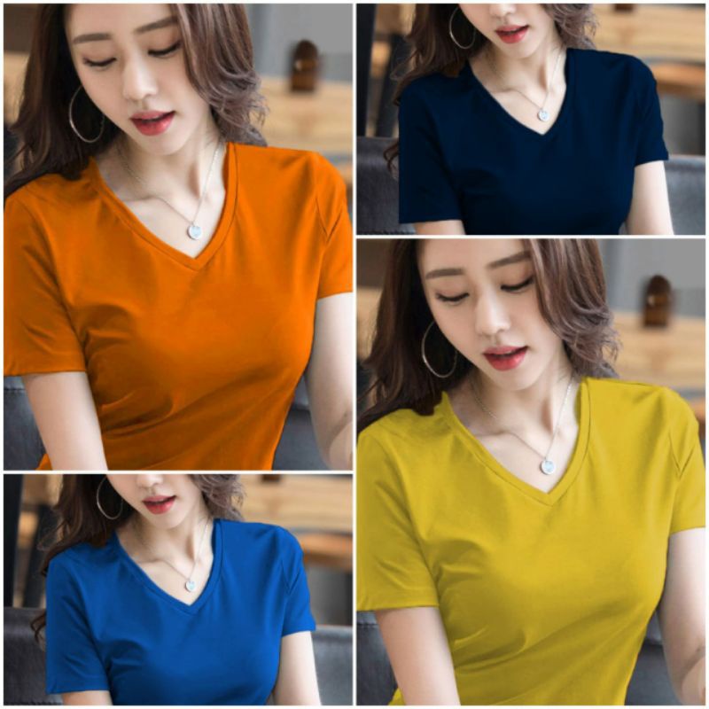 kaos v neck wanita | kemeja wanita | kaos polos v neck