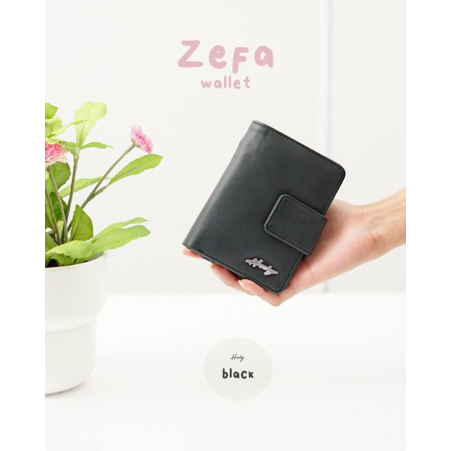 Zefa Wallet - Dompet Hody Original - Lipat Mini Hitam Black Wanita Kulit Sintetis Terbaru
