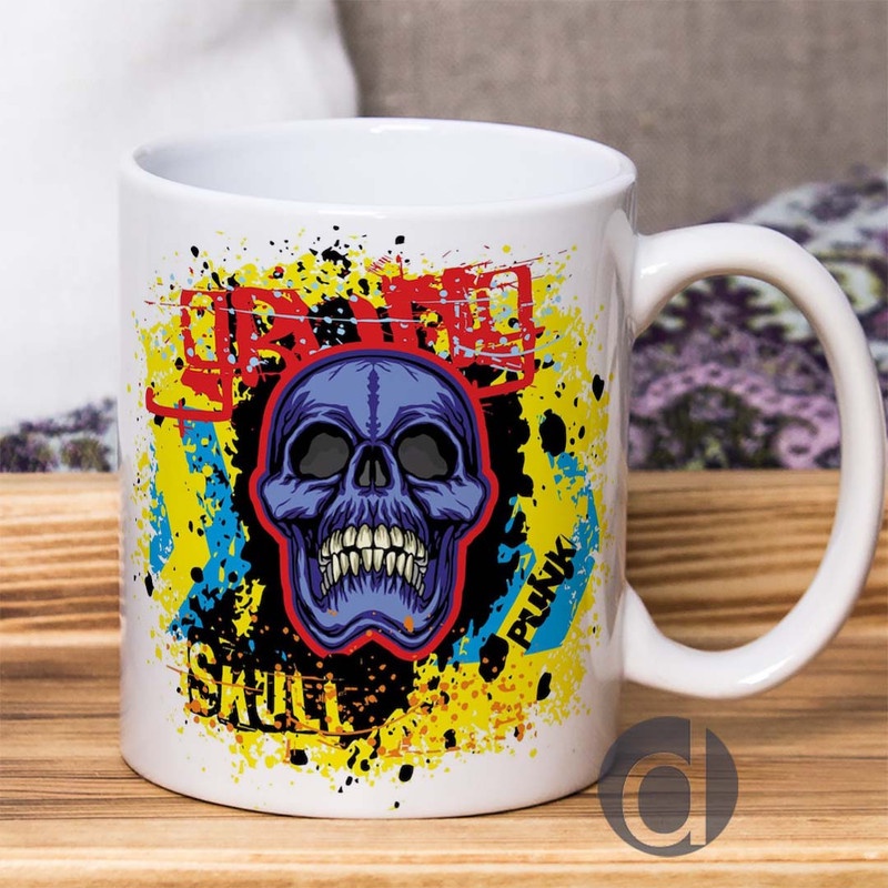 Mug Watercolor Gothic Tengkorak Keren Vintage