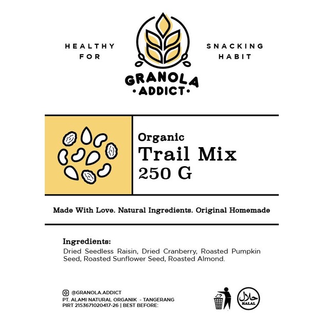 

PRODUK TRAIL MIX (SUNFLOWER, PUMPKIN SEEDS, ALMOND, RAISIN, CRANBERRY) 250G