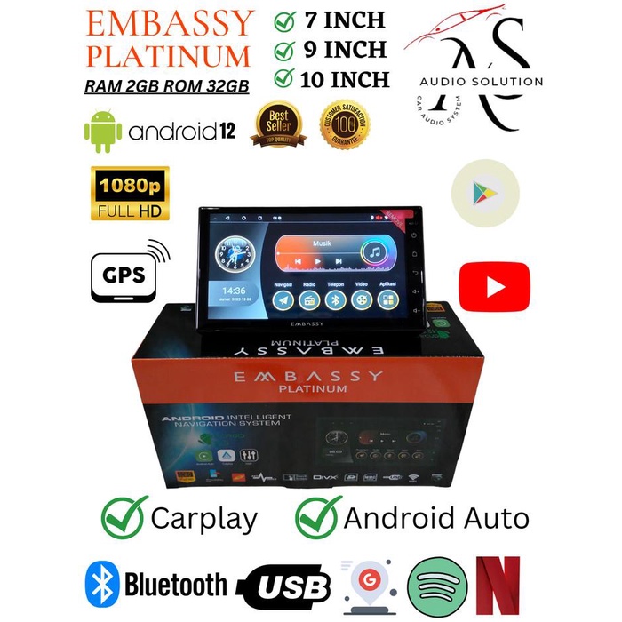 Terlaris Head Unit Android Embassy 7 Inch Platinum Ram 2Gb / Rom 32Gb