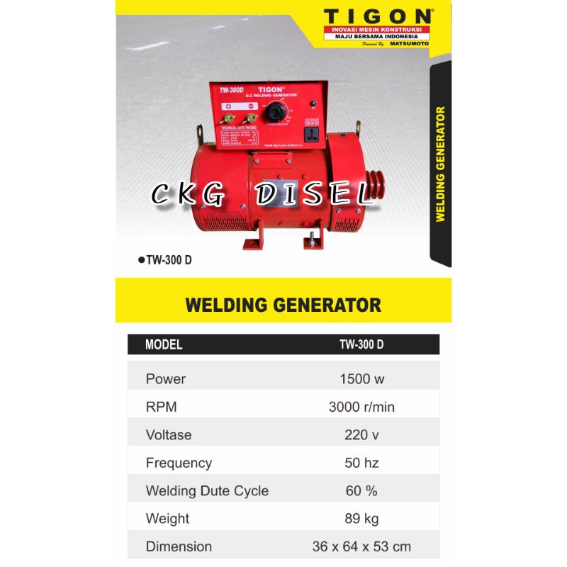 TIGON DYNAMO LAS MAGNET WELDING GENERATOR TW-300D