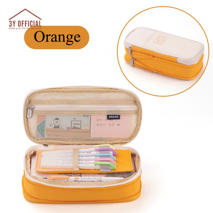 

KT- 3Y Angoo Collapsible Pencil Case kotak pensil aesthetic - Orange TERBARU