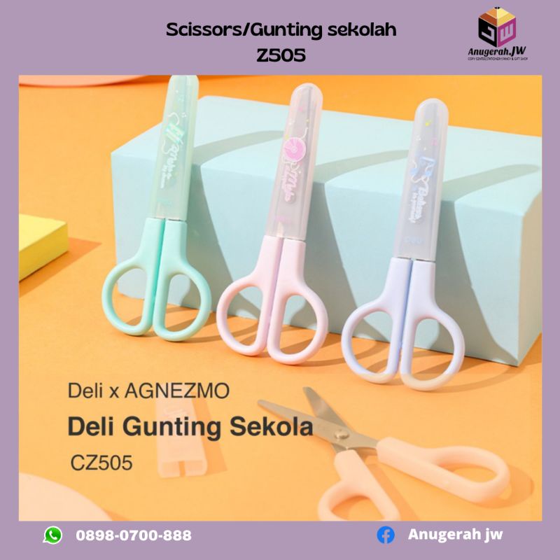 

[DELI X AGNEZ MO] Deli School Scissor / Gunting Sekolah 12 cm Penutup Plastik CZ505