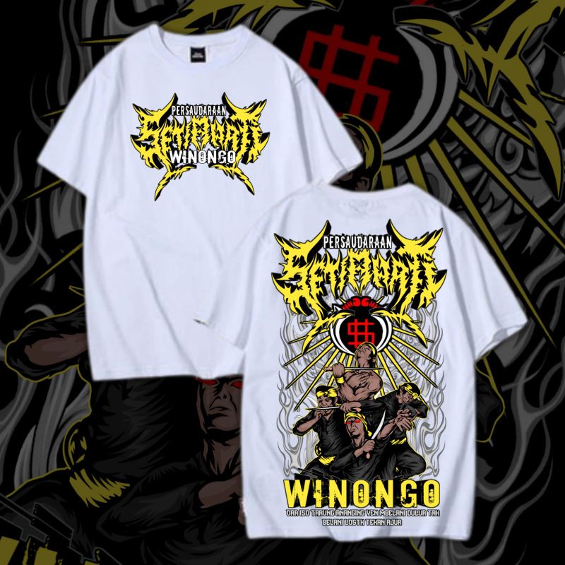 Kaos PSHW SH Winongo Kaos Hitam Putih Persaudaraan Setia Hati Winongo Desain Distro Sablon DTF Terba