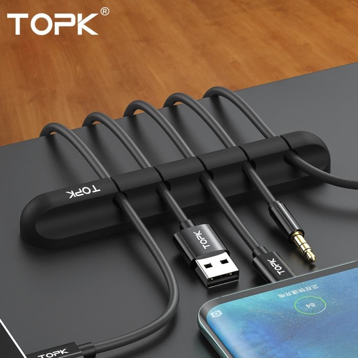 

Terlaris Cord Topk Cable Organizer Kabel Usb Holder Silicone - 3/5/7 Clips (Ori)