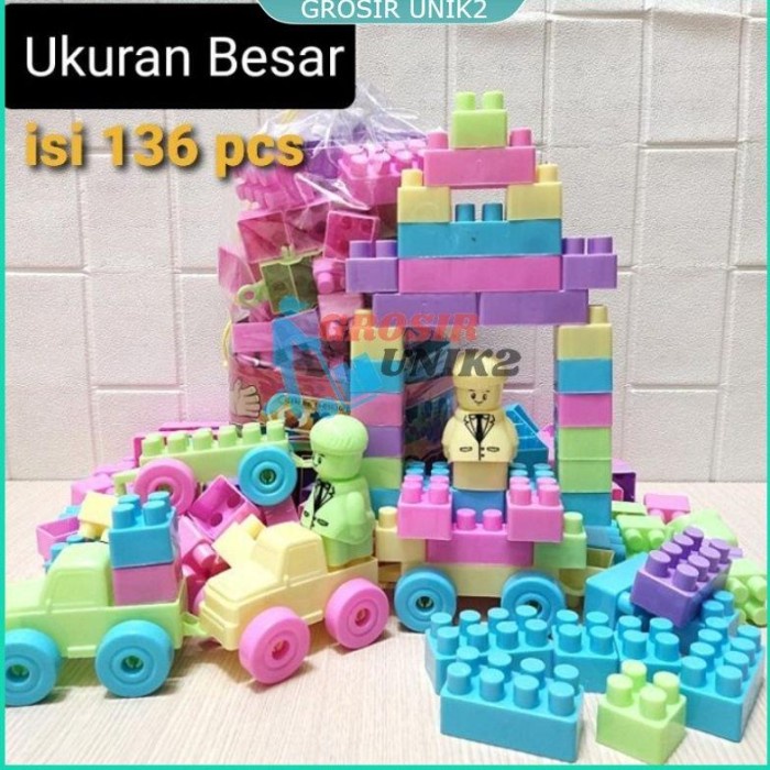 Promo Mainan Lego Block Besar Isi 136 Pcs Murah Brick Puzzle Blok Susun Anak Terbaru