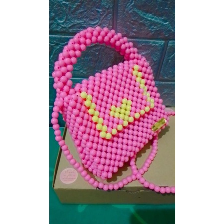 pink fanta pearl bag/ tas manik manik