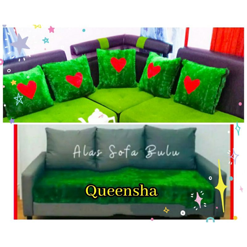 Alas Sarung Sofa + 5 Sarung Bantal Sofa Tamu Bulu Rasfur Ukuran 170X100cm 3 2 Seater Tempat Dudukan 