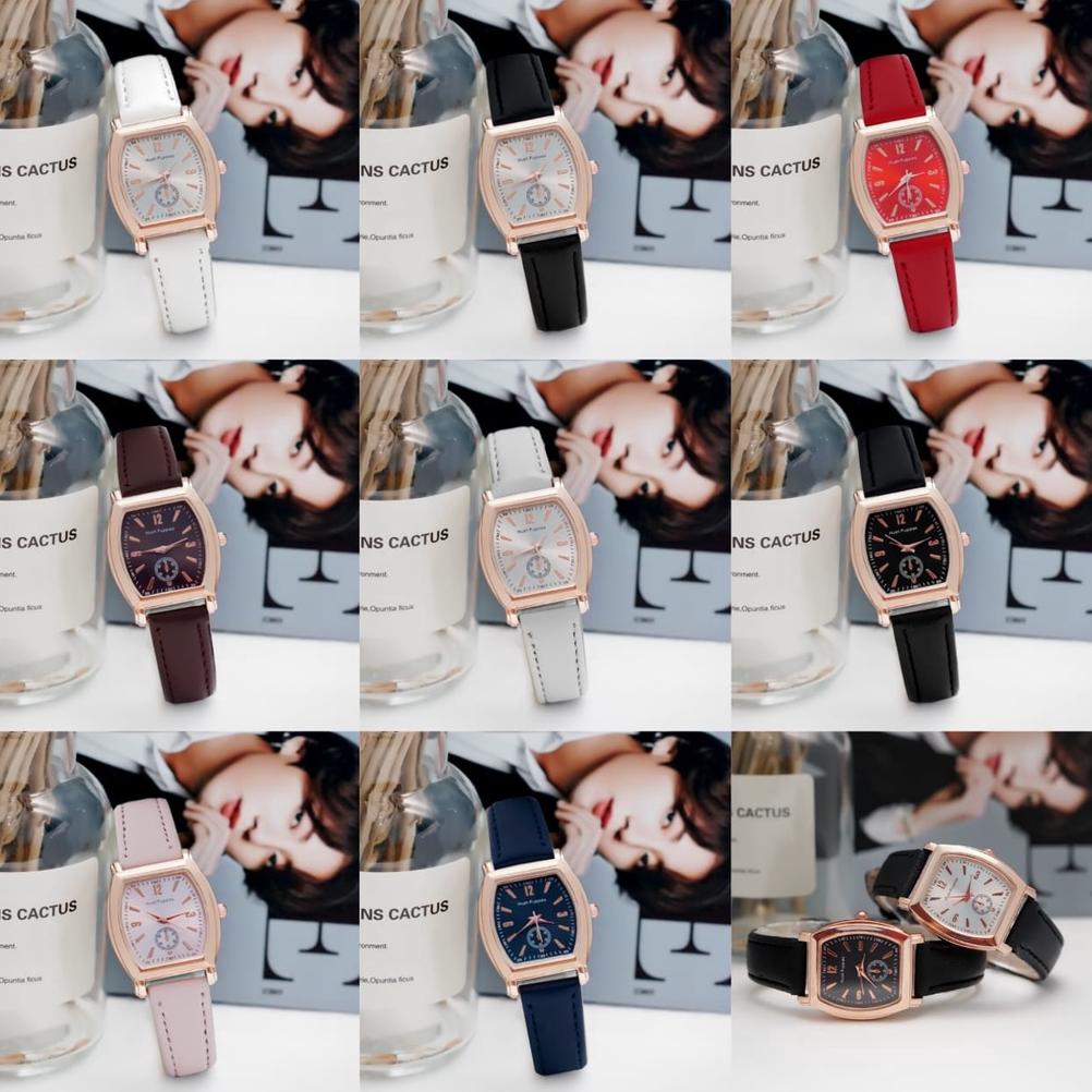 WBS JAM TANGAN QUARTZ STRAP RUBBER PU ANALOG CASUAL GAYA RETRO WANITA SEGI ANGKA WATCH KOREAN FASHIO