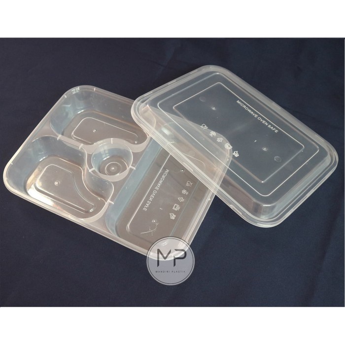 SN70- Mika bento thinwall sekat 4 / mika nasi sekat 4 (OTH-2) -25set TERMURAH