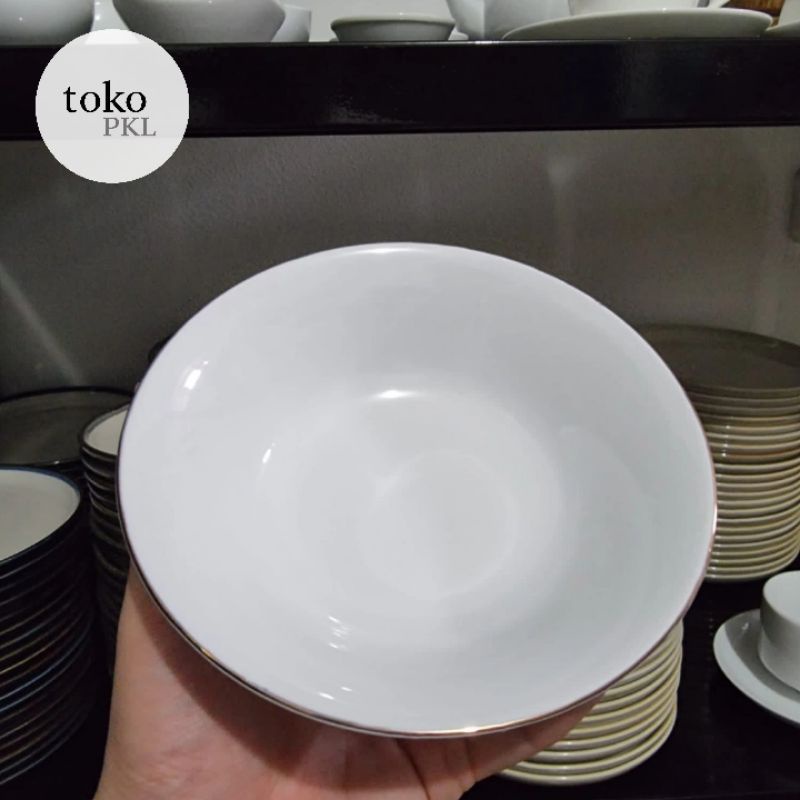 MANGKOK LIS EMAS - 6,5 inci 15 cm indo keramik bowl putih keramik putih garis emas mangkok makan bak