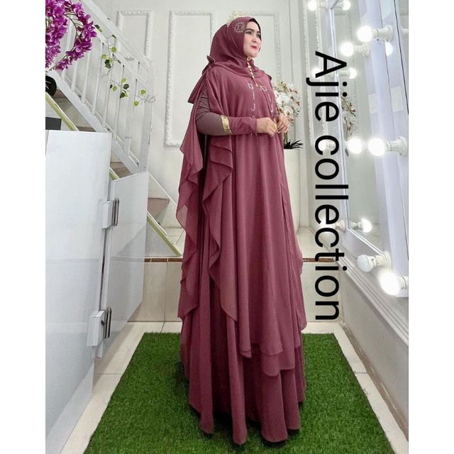 Jubah Set Khimar Hoodie Print Motif by DIJAH