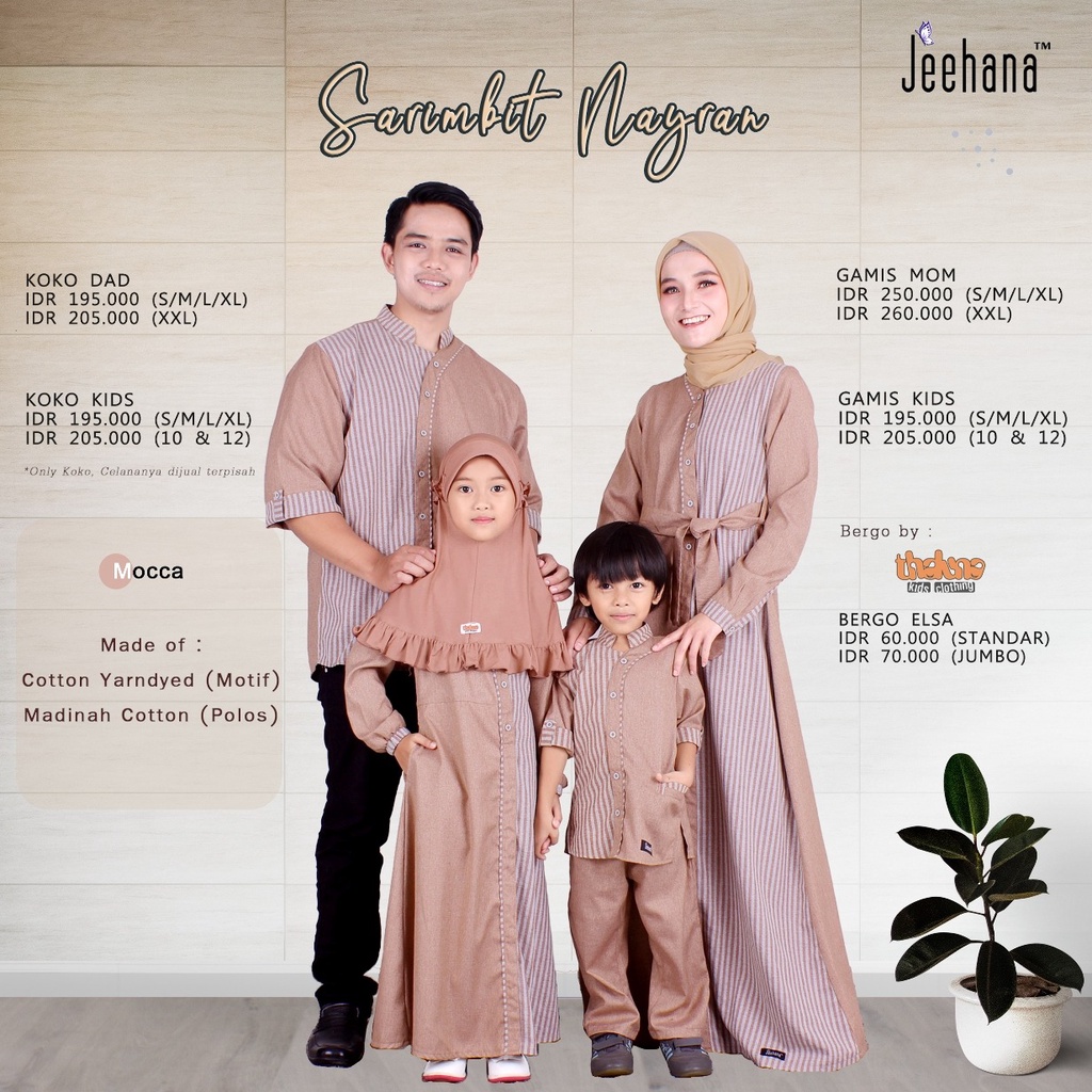 Sarimbit Nayran Mocca / Baju Sarimbit Keluarga / Gamis Wanita Terlaris / Busui / Gamis Couple dan Sa