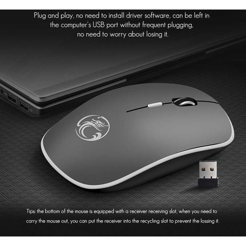 iMice Super Slim Silent Optical Wireless Mouse 2.4GHz 1600DPI -1600