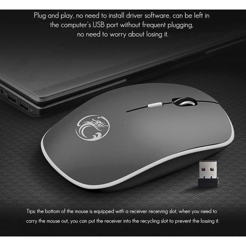 iMice Super Slim Silent Optical Wireless Mouse 2.4GHz 1600DPI -1600