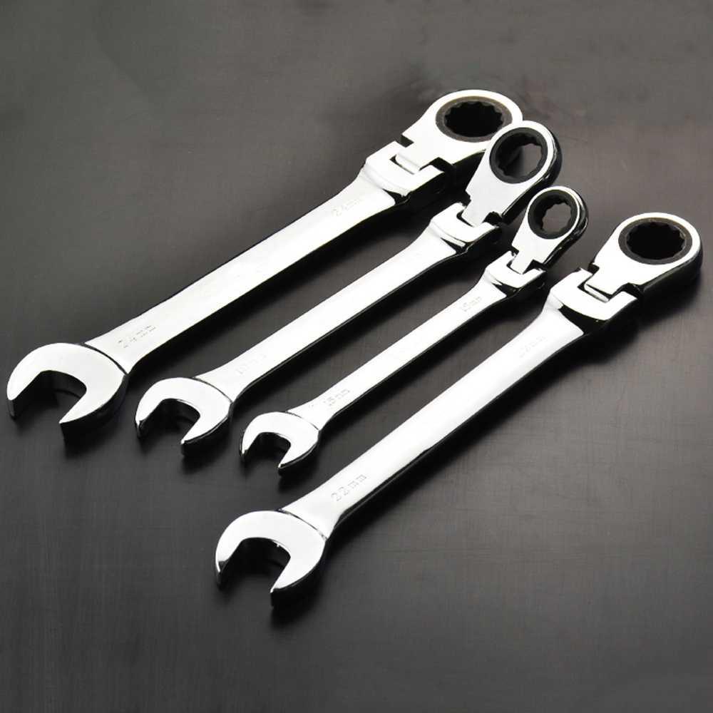 OLOEY Kunci Pas Dual Head Combination Ratchet Wrench Flexible Head L6-24