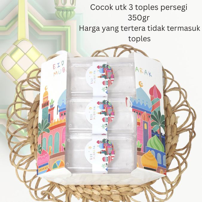 

Hampers Kotak Hampers Toples Segi Panjang Isi 3 Toples, Box Kue Kering Lebaran Sale