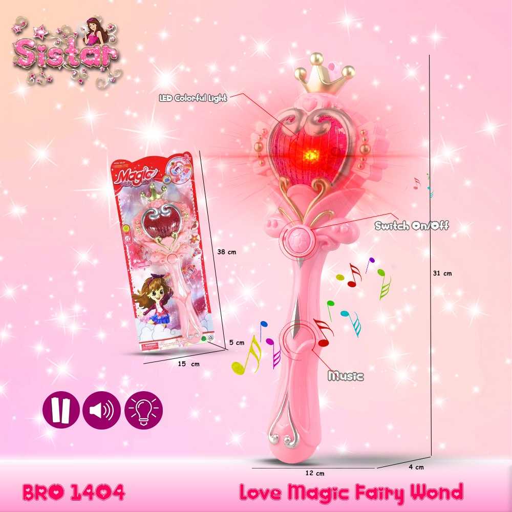 BRO1404 LOVE Mainan Anak Tongkat Sihir Peri Bidadari Musik Lampu Ajaib Magic Wand Princess Sailor Mo