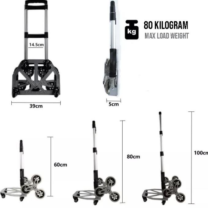Troli Barang Lipat 10 Roda Aluminium Naik Tangga