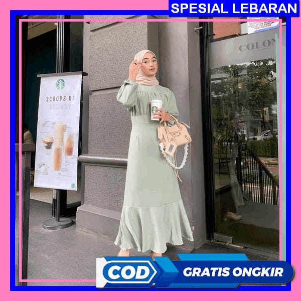 Gamis Terbaru Lebaran 2023 Dress Korean Style Drees Satin Premium Derss Wanita Muslim Ori Modern Baj