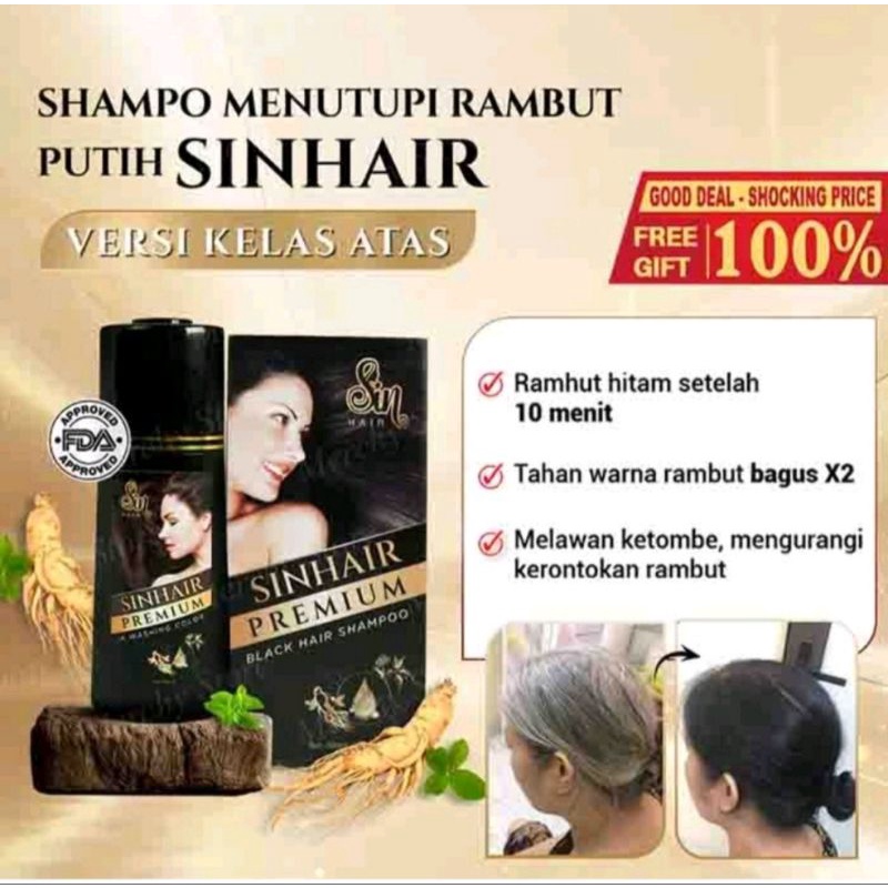 Sin Hair Premium, SinHair Shampoo Penghilang Uban 100% Original No.1 Made in Japan
