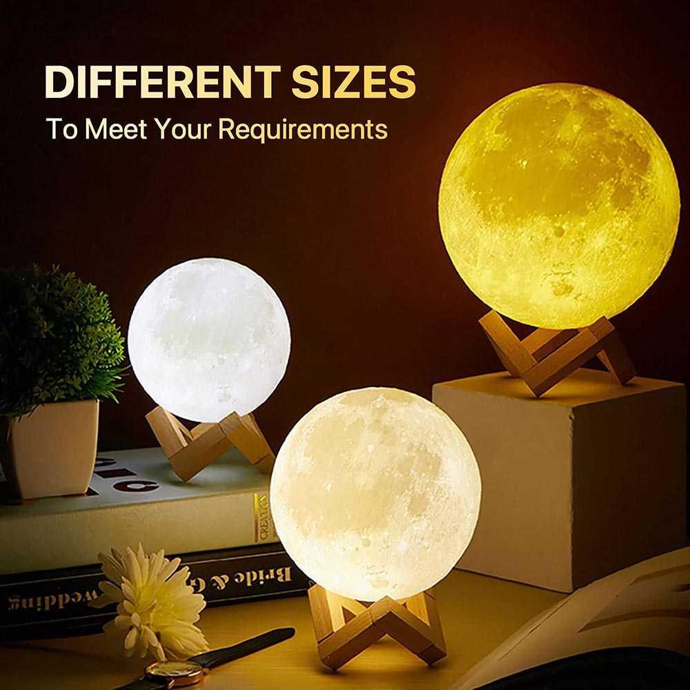 OUIO Lampu Tidur Bulan 3D Printed Moon Night Light Lamp 16 Color 1W U16